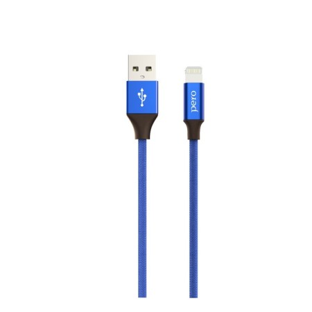 PERO DC -02, Lightning cable - USB, 2.4 A, 1 m, fabric braid, blue