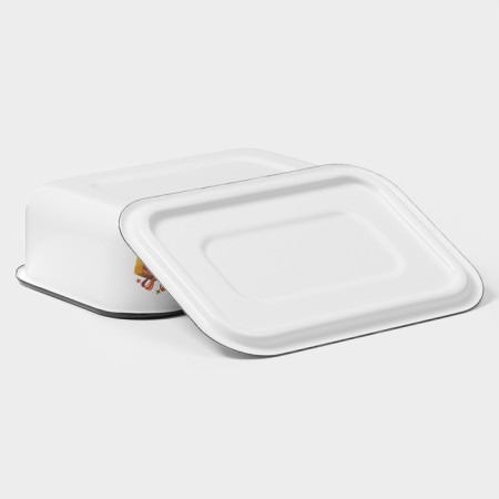 Metal container with a lid, 1.5 l, neckline Mix, white color-4