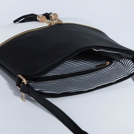 Bag Cross-Bodi with a zipper, black/white color-5