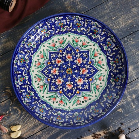 Largan Rishtan ceramics "Flowers", 32 cm, blue-1