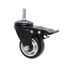 Wheel furniture tundra, d = 75 mm, rotary, with a foot 12x30 mm, with a brake, black