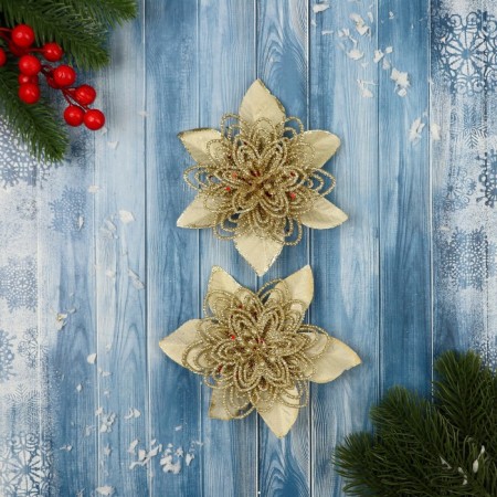 Jewelry decoration "Precious Flower" (set 2 pcs) openwork, 12 cm, gold