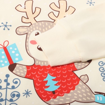 New Year. Pajama nursery (longshit/pants), milk/gray color, height 122 cm-2