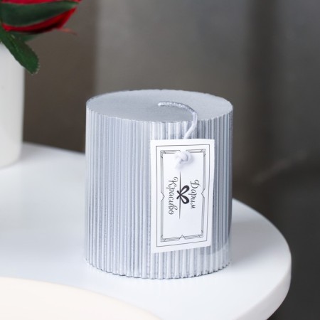 Candle "Relief", 7 × 7.5cm, silver metallic-1