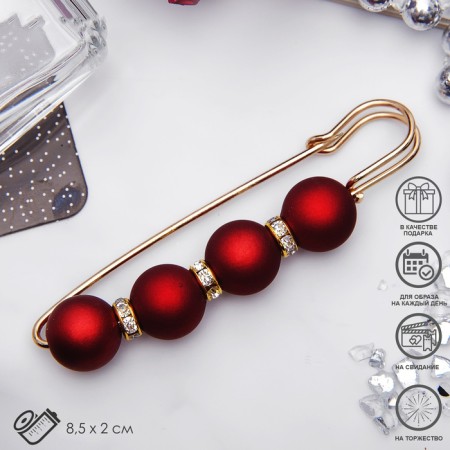 Pin "Quartet" ball No. 14, 8.5 cm, matte red color in gold-2