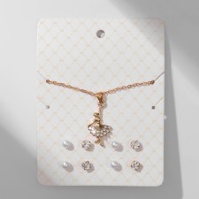 Set of 5 items: 4 pairs fluffs, the pendant 