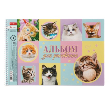 Album for drawing A4, 24 sheets on the crest "Assorted. Issort No. 3", covered cardboard, perforation, block 100 g/m2, mix-5