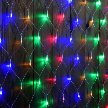 Garland "Network" 2 × 1.5 m, IP44, UMS, transparent thread, 192 LED, glow of multi, 220 V-1