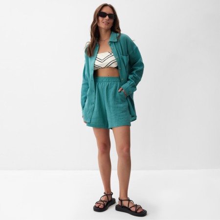 Women's shorts MIST MUSLIN Size l, col. turquoise-6