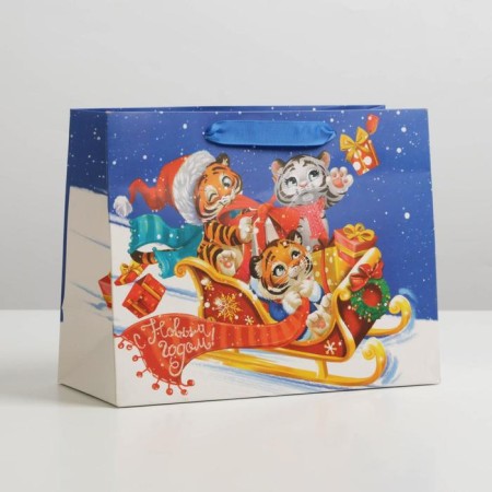 Laminated horizontal package "Funny Tigers", MS 18 x 23 x 10 cm, New Year