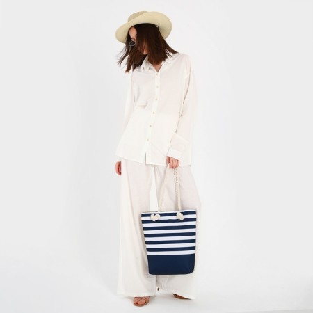 Bag Women's beach on lightning, blue/white color-5