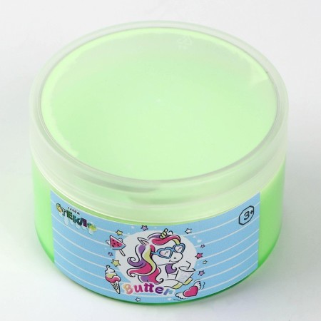 Slime "Glass", "Butter", Green, 180 g, decorative filler mix-1
