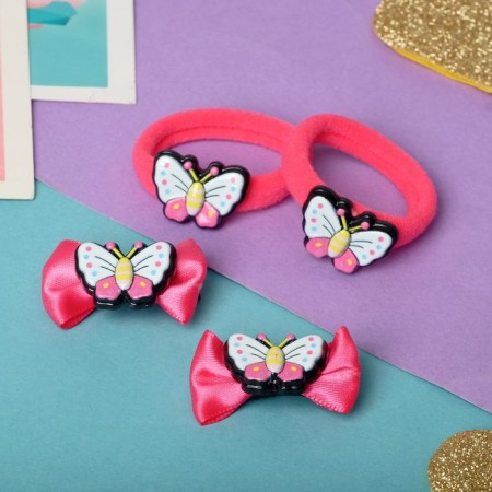 Hair set "cutie" (2 clamps 3.5 cm, 2 elastic bands) butterfly-1
