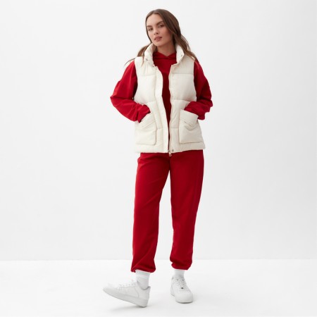 Women's tracksuit (sweatshirt and trousers) mist, size 48-50, red color-4