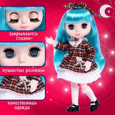 Ashpen "Amelia" doll, 28 cm, dress in a cell-3