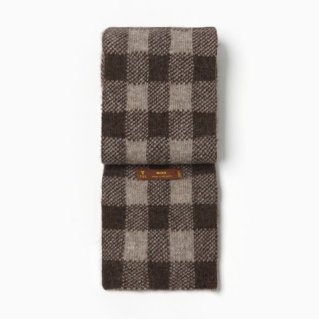 Mongol wool of chocolate "chess", gray/brown color-3
