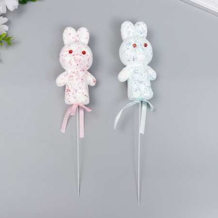 Decor on the stick "Zaychat - Sprinking, Shine" Set 2 pcs Pink, Blue 12 cm