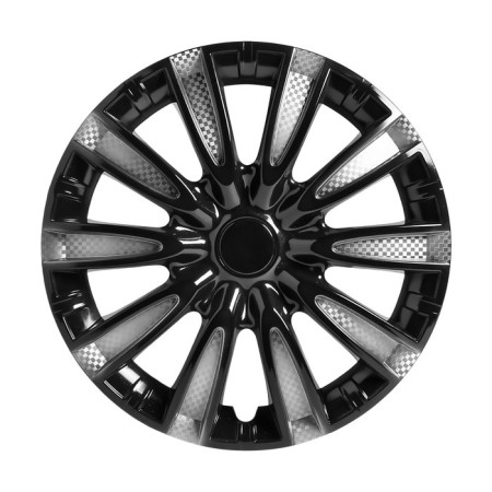 Wheel caps 16 "Tornado T", silver/black, carbon, set 2 pcs, AWCC-16-33-1