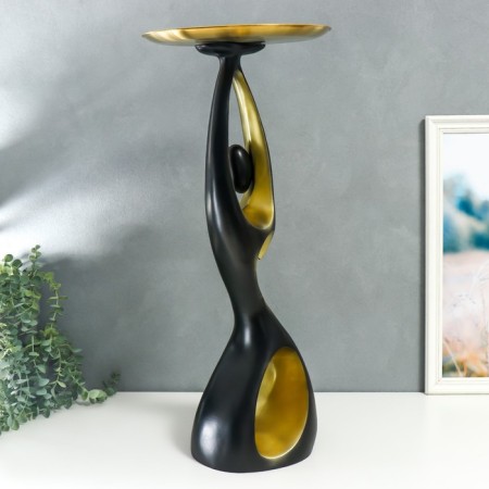 Souvenir Polystone stand "Abstraction. Bends" black with gold d = 30 cm 70x23x21 cm-3