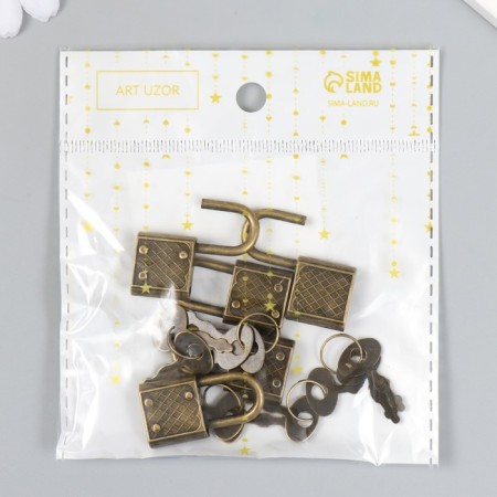 Lack with a key for the casket metal set 5 pcs C286 bronze 3.1x1.7 cm-7
