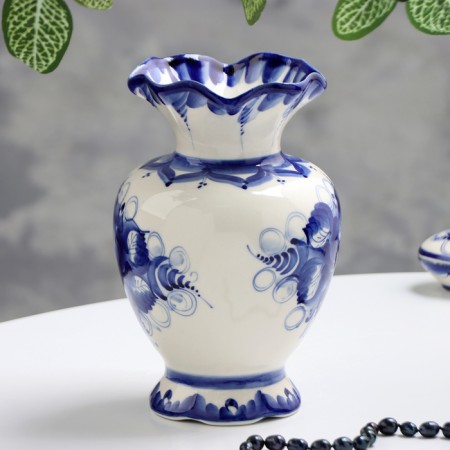 Vase "Tenderness", Gzhel, Porcelain, 19x11 cm-1