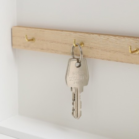 Keywood tree 6 hooks with glass white 18x5x24 cm-3