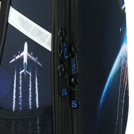 School backpack 38 x 30 x 16 cm, ergonomic back, Stavia "Space", black/blue-9