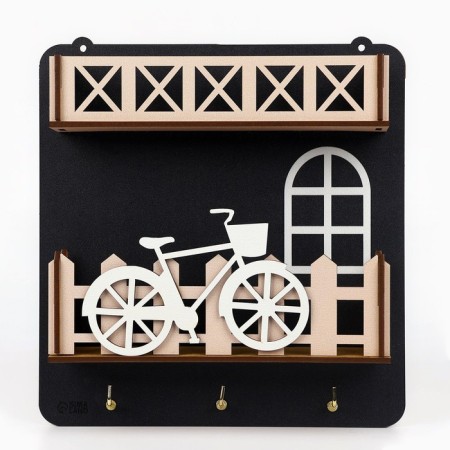 The keybox is wall -mounted with a shelf and a pocket, a bicycle, 19.2 x 20 cm.-3