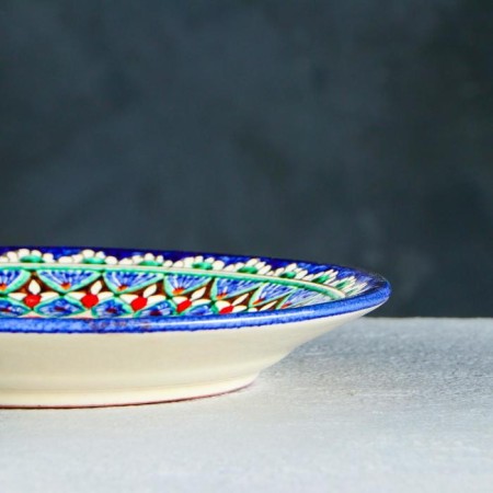 Plate of the Rishtan ceramics "Flowers", 22 cm, blue-2
