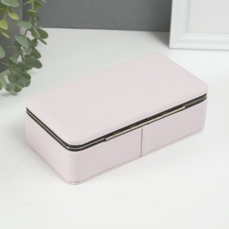 Casket to the leatherette for jewelry "Small ripples" pale pink 10x18x6 cm-3