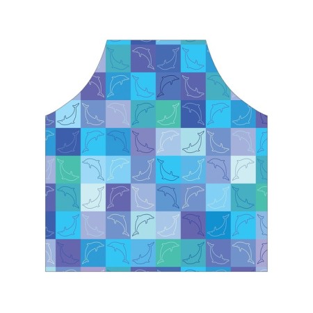 Apron kitchen with a photo print "Squares with dolphins", adjustable, size OS-2