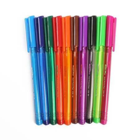 A set of ballpoint pens, 10 colors, the body is triangular, tinted, in a blister on the button-2