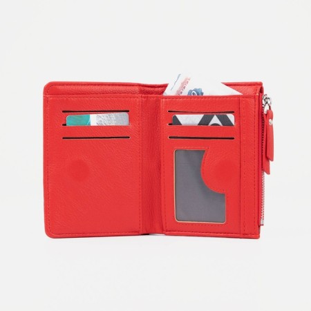 Women's wallet on magnet, red color-4