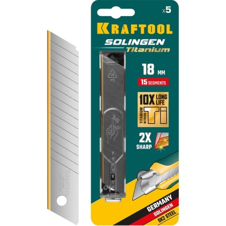 The blades Kraftool 09606-Tin-18-S5_z02, segmented, 18 mm, 5 pcs.