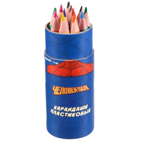 Colored pencils in a tube, 12 colors, trihedral, spider man-6