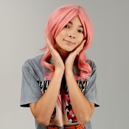 Carnival wig "anime" pink color-1