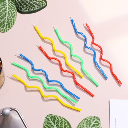 Candles for a cake, set 8 pcs, twisted, 17 cm