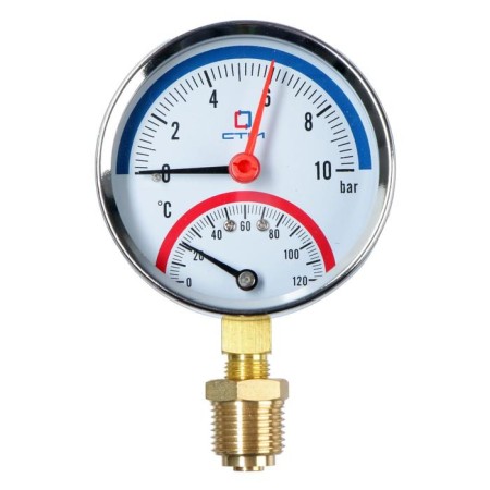 Thermomanometer "CTM", radial, DK 80 mm, 1 MPa, external thread 1/4 ", 120 ° C-1