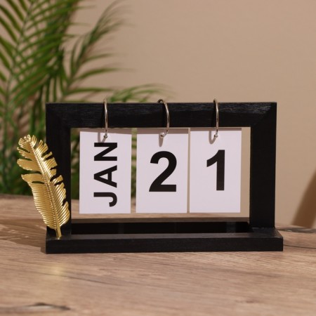 Souvenir eternal calendar, wood, 2x20x11.5 cm, col. black-1