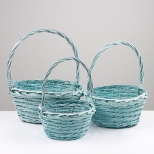 Set of wicker baskets, 3 pcs, 38x17x42 cm, green