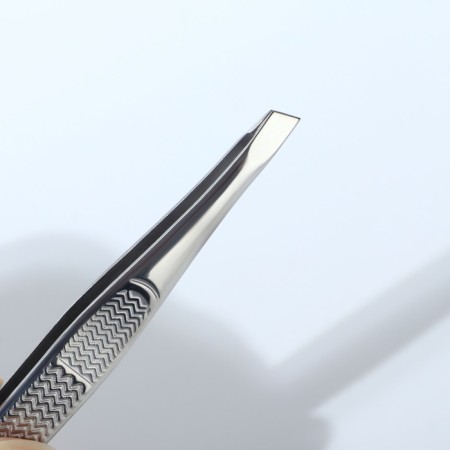 Pinzet "Premium" beveled, narrow, 9 cm, on the blist, silver color-6