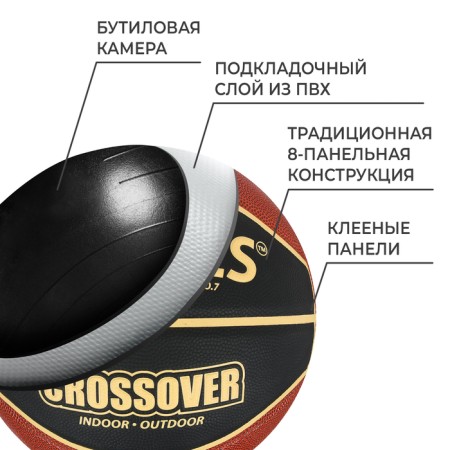 Basketball ball Torres Crossover, B32097, PU, ​​glued, 8 panels, p. 7-2