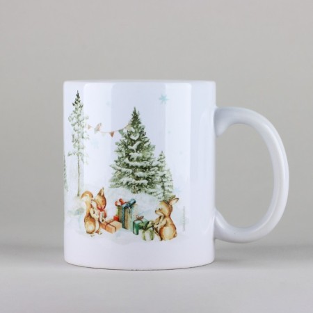 New Year's ceramic "New Year's Forest" mug, 320 ml, white color-2