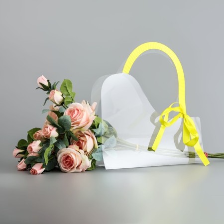 Carriage for flowers with tape, 30x25x12 cm, yellow