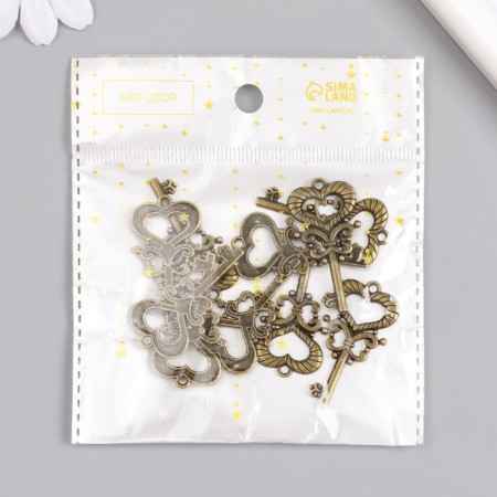 Decor Metal for creativity "Key to the heart" under brass (SK1823) 4x2 cm-3