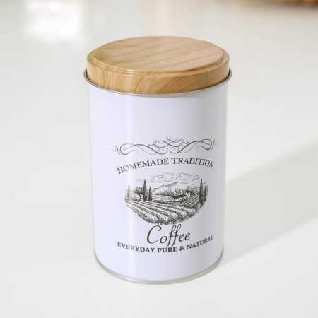 Bank for coffee "House and Field", 12 × 7.5 × 7.5 cm, white color-1