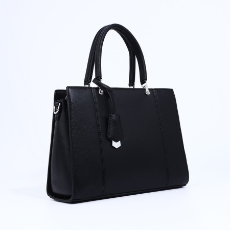 Lightning tout bag, external pocket, long belt, black color-2