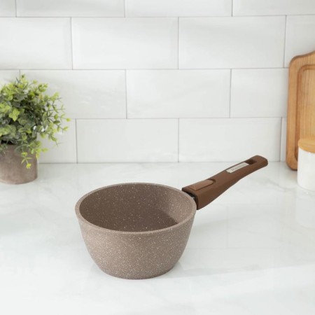 Brown bucket, 1.7 l, removable handle, glass cover, anti -stick coating, brown color-1