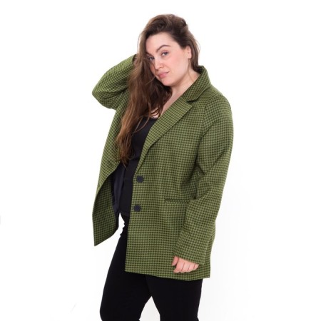 Female jacket, green color, goose foot, size 50-1