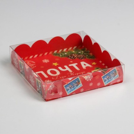 Box for confectionery products with PVC "Post", 13 x 13 x 3 cm, new year-1